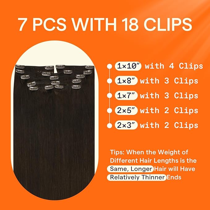 Full Shine Clip on Hair Extensions for Women 12 Inch Short Dark Brown Clip in Hair Extensions for Short Hair 7 Pieces 95 G