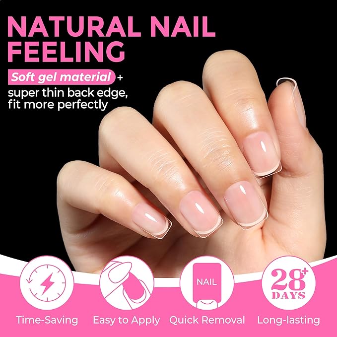 UNA GELLA Extra Short Square Nail Tips XS 216pcs Pre-shape Extra Short Square Press on Nails Gel Tips Full Cover Acrylic Nails False Nails For DIY Salon 12 Sizes