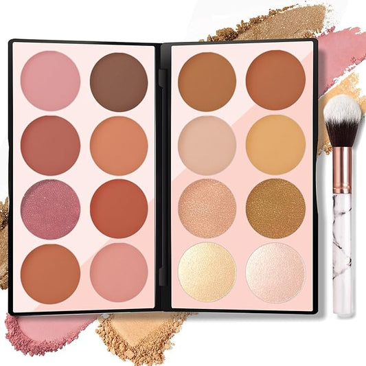 16 Colors Blush Contour Highlighter Makeup Palette with Blushes Set