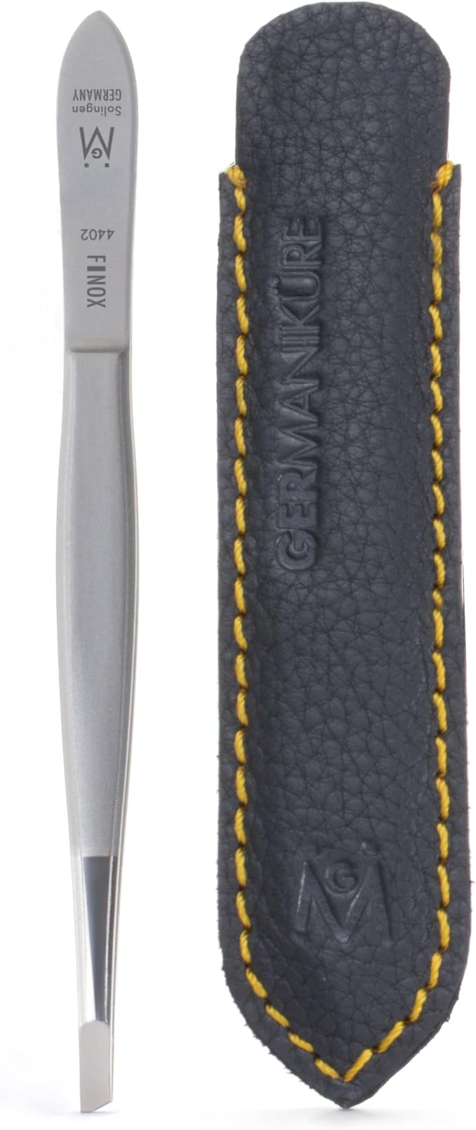 GERMANIKURE Slanted Tweezers in Leather Case - Made in Solingen Germany