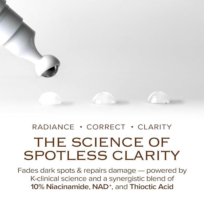 Dark Spot Ampoule | Korean Clinic Skincare - NAD+ 0.1% & Thioctic Acid 0.01% & Niacinamide 10% | Overnight Treatment for Melasma, Hyperpigmentation, Discoloration, Acne Scars | 15ml/0.33 Fl Oz