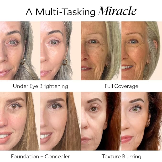 Fièra Luxury Concealer & Foundation with Anti-Aging Ingredients - Full Coverage for Dark Circles, Wrinkles, Fine Lines, and Spots, All-Day Wear For Mature Skin - Neutral Beige, 0.5 FL. OZ. / 15 ML