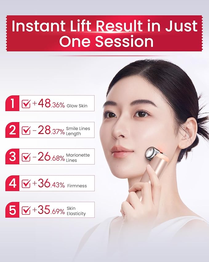 AMIRO HydraGlow Booster Facial Device, Skin Firming & Radiance Enhancing, Works with PDRN Serum, Portable at-Home LED Beauty Device