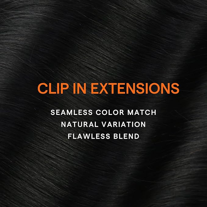 Full Shine Black Clip in Hair Extensions Real Human Hair Jet Black Hair Extensions Human Hair Clip ins Triple Weft Clip in Extensions for Women Straight Natural Hair 7 Pcs 18 Inch