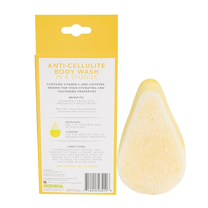 Spongeables Anti Cellulite Body Wash in a 20+ Wash Sponge, Citrus, 1 Count