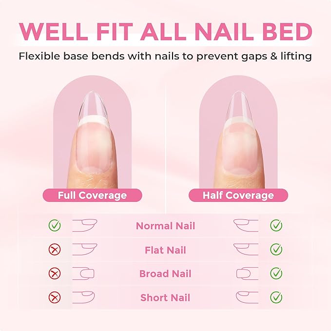 Medium Almond Gel Nail Tips: 360Pcs Half Cover Nail Tips Almond Shape Soft Gel Tips 12 Sizes Half Matte Clear False Nails with Handles for Pre-shape Acrylic Press on Nails Extension DIY Home Salon