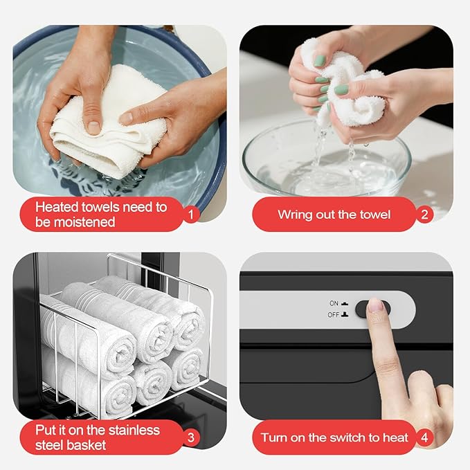 Hot Towel Warmer, 5L Towel Warmer Cabinet, Small Towel Heater with Stainless Steel Rack, Professional Towel Heating Box, Use for Spa, Beauty Salon, Barber, Massage, Gym, Home (Black)