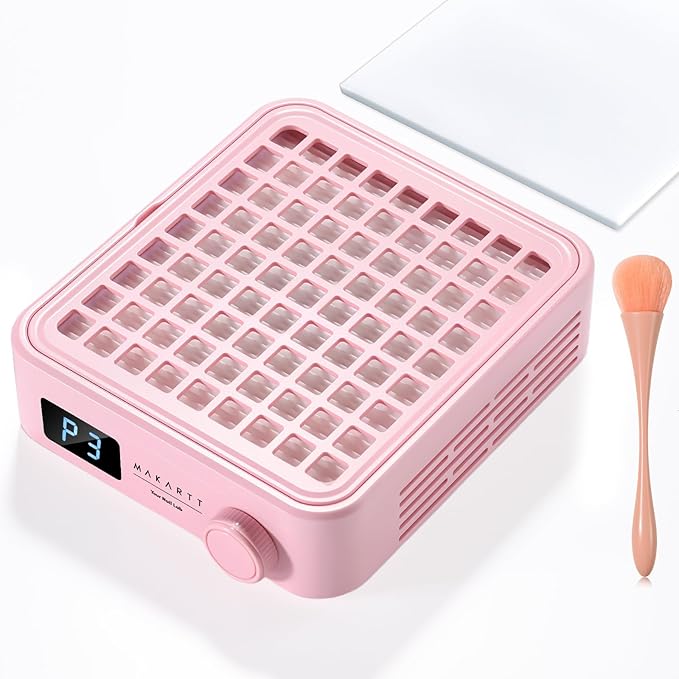 Makartt Professional Nail Dust Collector – Powerful Dust Collector Nail Tech Quite Suction Machine for Acrylic Nails Manicure & Pedicure Salon & Home Use Includes 10pcs Filters & Dust Brush Pink