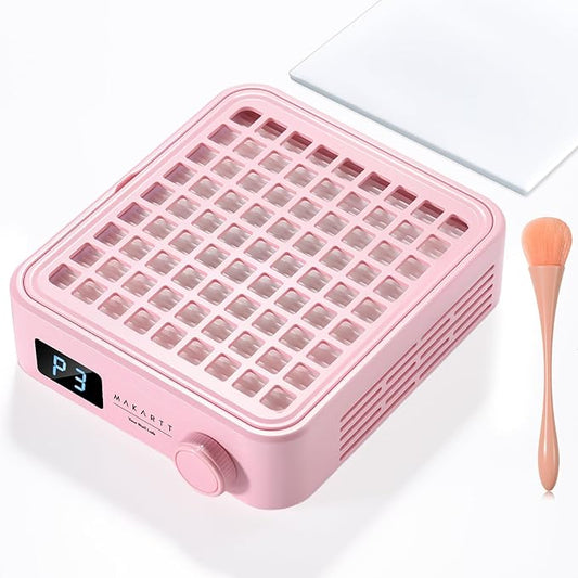Makartt Professional Nail Dust Collector – Powerful Dust Collector Nail Tech Quite Suction Machine for Acrylic Nails Manicure & Pedicure Salon & Home Use Includes 10pcs Filters & Dust Brush Pink
