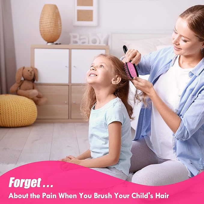 Vented Detangling Hair Brush - 2 Pack Detangler Hairbrush with Soft Bristles for Effortless Tangle Free - Ideal for Wet Dry or Damaged Hair for Women Men Kids