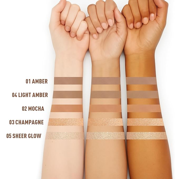 FV Cool Toned Contour and Highlighter Stick - Highly Pigmented & Blendable Duo for a Sculpted, Natural Glow | Waterproof & Long-Lasting Finish | Perfect for On-The-Go Makeup, 01 Amber & 03 Champagne