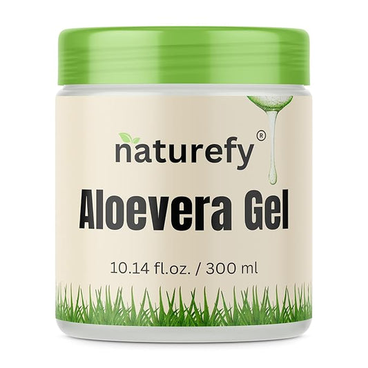 Aloe Vera Gel | 100% Pure & Organic | Farm Fresh Aloe Vera Pulp Extract with Jojoba Oil, Glycerine & Vitamin E | Hydrating, Soothing & Skin Repair Gel for Face, Hair & Body | 10.14 fl.oz.