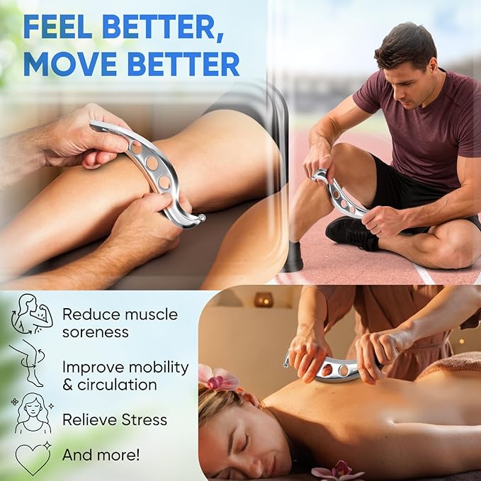 Professional Muscle Scraper Tool - Patented IASTM Massage Tools for Physical Therapy, GuaSha Tool for Body Myofascial Release - Medical Grade 304 Stainless Steel Muscle Scraping Tool