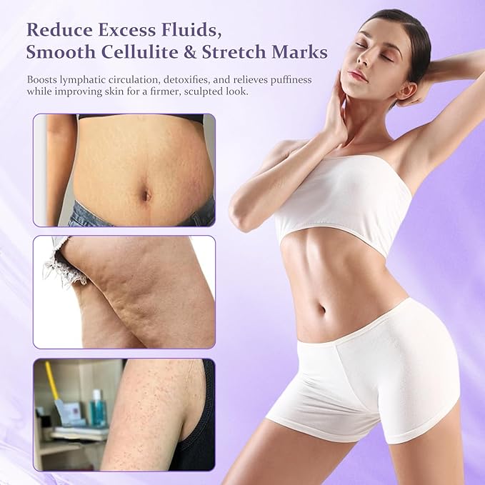 Lymphatic Drainage Massager，Help Reduce Stretch Mark, Cellulite, for Belly、 Neck、 Leg 、Hip Arm ，Improves Absorption of Skincare Body Oil Serum, Stretch Mark Creams and Stretch Mark Lotions (Purple)