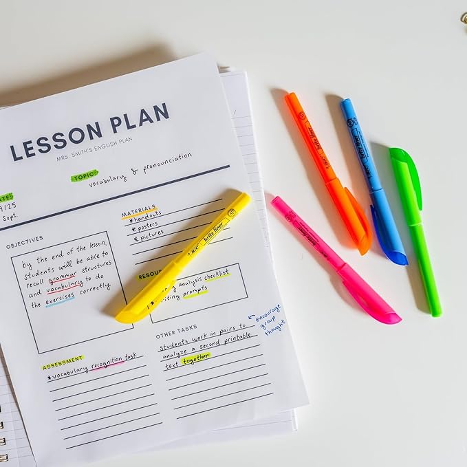 BIC Brite Liner Highlighters, Chisel Tip, 12-Count Pack of Highlighters Assorted Colors, Ideal Highlighter Set for Organizing and Coloring