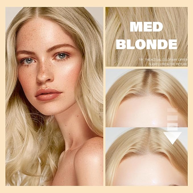 Root Touch Up Sets,Hairline Powder for Women Cover Up- Hairline Concealer for Thin and Thinning Hair, Water & Sweat Resistant,Contain Azonbey Makeup Brush (Med Blonde, Med-Makeup Brush)