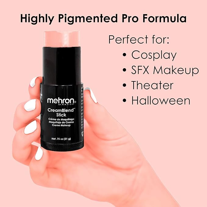 Mehron Makeup CreamBlend Stick | Face Paint, Body Paint, & Foundation Cream Makeup | Perfect for Halloween .75 oz (21 g) (Pastel Orange)
