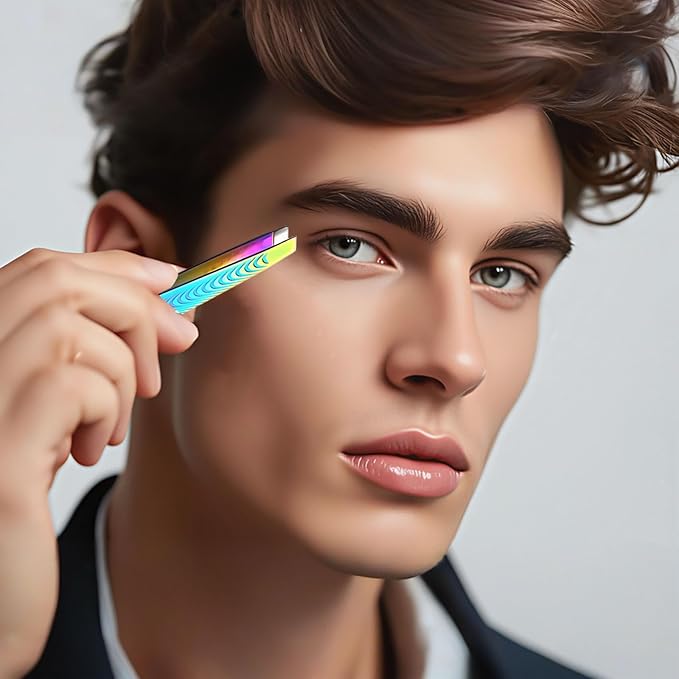 Tweezers for Women Facial Hair, Eyebrow Tweezer for men, Professional Stainless Steel Pointed Splinter Ingrown Hair removal, Colorful