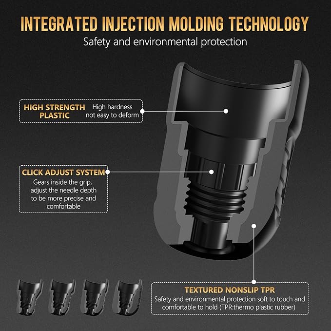 Ambition Soldier 42MM Disposable Tattoo Grips - 12Pcs Professional Tattoo Rubber Grip Cover with Click Adjust System Supply for Rotary Soldier, Zetton, Torped & Shura Tattoo Pen Machine Gun