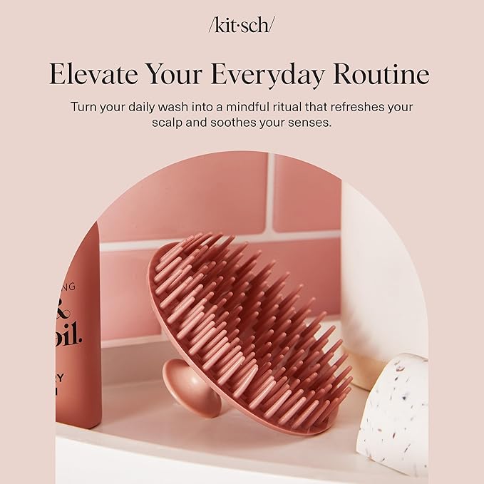 Kitsch Scalp Massager for Hair Care - Scalp Scrubber, Shampoo Brush & Exfoliator for All Hair Types - Relaxing & Exfoliating - Terracotta