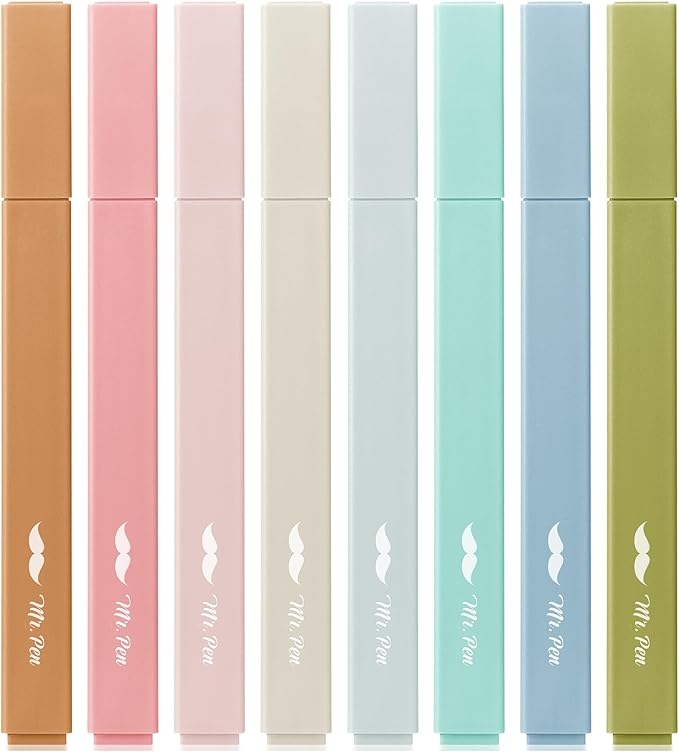 Mr. Pen- Aesthetic Highlighters, 8 Pack, Chisel Tip, Natural Earth, Cute Highlighters Assorted Colors