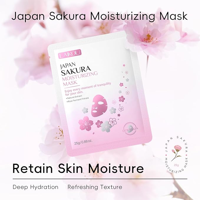 LAIKOU SAKURA Skin Care, Skin Care Set, Face Mask, Eye Mask, Lip Mask with Serum, Cleanser, Toner, Eye Cream, Essence Cream for Women Teen Girls Mom Daughter Mother's Day Christmas Birthday
