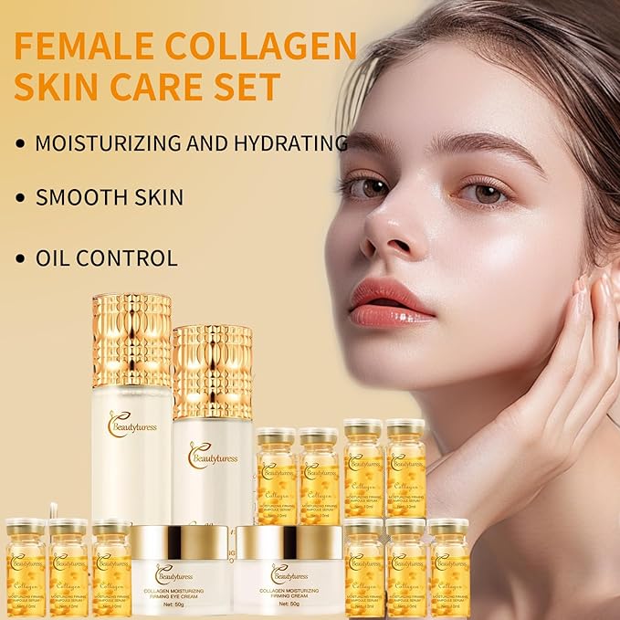 Anti Aging Skin Care Set - Snail Mucin & Collagen Infused - Skincare Gift Sets for Women - Deep Moisturizing & Firming Facial Kits - Suitable for All Skin Types