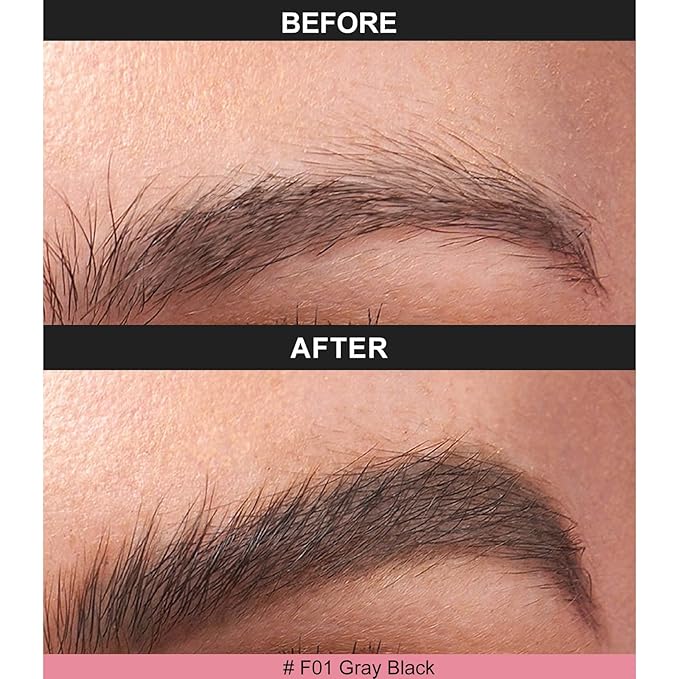 Eyebrow Pen with Hair-Like Strokes, Microblading Eyebrow Pen, Angled Brow Tint Brush for Eyebrows, Smudge Proof, Long Lasting, Easy to Color, Soft Black