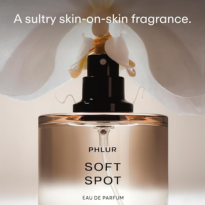 PHLUR Soft Spot Eau de Parfum - Full Size Perfume for Women & Men Fragrance - Floral Amber Musk Perfume with Bergamot, Mandarin, Jasmine, Sandalwood & Vanilla (50mL)