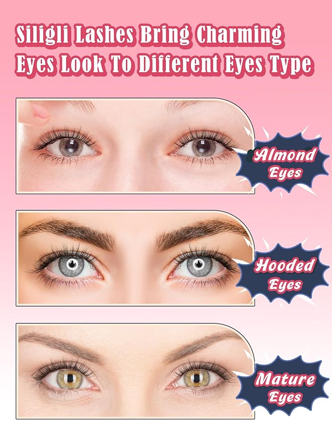 Lashes False Eyelashes 13MM Wispy Lashes Pack Fluffy Lash Strip EyeLashes with Thin Band C Curl Natural Lashes Fake Eyelash 7 Pair Siligli