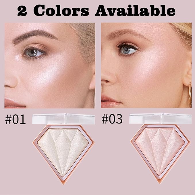 MEICOLY Baked Highlighter Powder Palette,Natural Face Highlighter Shimmer Powder,Long Lasting Glittery Highlighter Makeup Face Luminizer,01 Pearl White