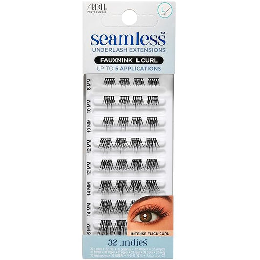 Ardell Seamless Underlash Lash Extension Kit - DIY Lash Clusters, Faux Mink L Curl Individual Lashes, Eyelash Extension for Natural Look Lash Kit, 32 Count, 1-Pack