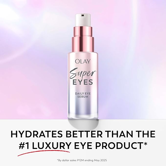 Olay Super Eye Serum - Vitamin C, Caffeine, Niacinamide, Amino Peptide, Aloe Vera - Brightens Dark Circles, Anti-Wrinkle, Anti-Aging, Brightening, Smooths Fine Lines, Firming, Hydrating, 0.45 Oz
