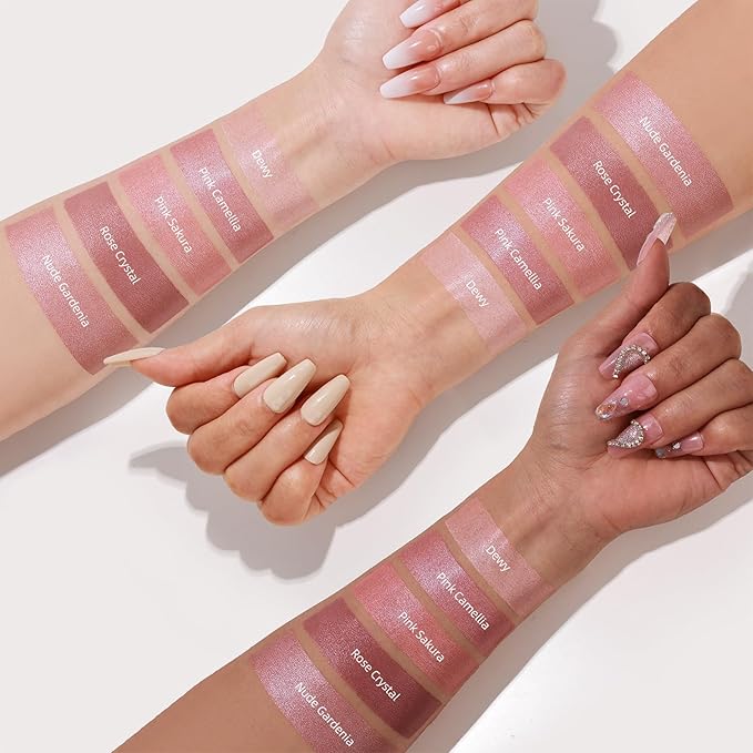 Multi Cream Blush & Blush Brush Set, Korean Makeup Blush for Cheeks, Multi-Use Face Balm, Lightweight & Hydrating, Blendable Color, Non-Greasy, Soft Bristles for Radiant Finish (Pink Sakura)