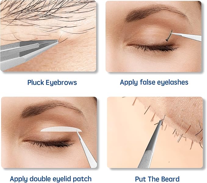 Pointed Tweezers for Women Facial Hair, Professional Stainless Steel Tweezers for Eyebrow, Chin Hair and Ingrown Hair Removal