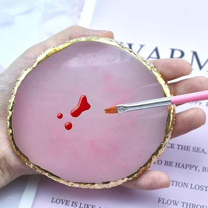 71 in 1 Nail Art Brushes Set with Resin Nail Art Palette, 50 Pcs Clear Nail Swatch Sticks, 5 Pcs Nail Dotting Pens, Nail Tech Supplies Tools for Nail Art