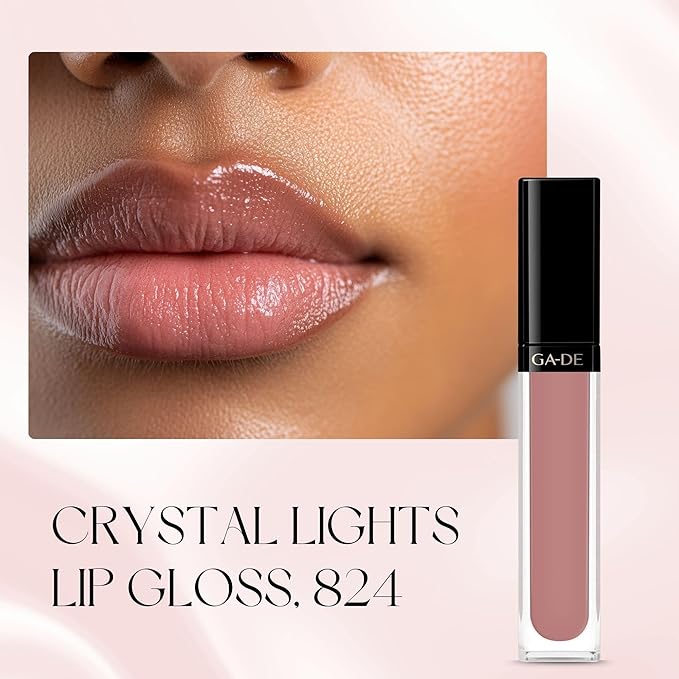 GA-DE Crystal Lights Lip Gloss, 824 - Enriched with Light-Reflecting Crystal Pearls - Smooth Silky, Rich Color - Moisturizes and Adds Shine - 0.2 oz