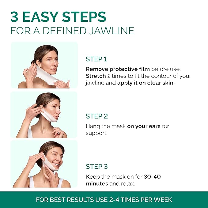 PLANTIFIQUE V-Line Collagen Mask for face 5 PCS | Chin Strap for Women & Men | V Line Lifting Mask with Collagen and Hyaluronic Acid V Shape Face Tape Chin | Skin Firming