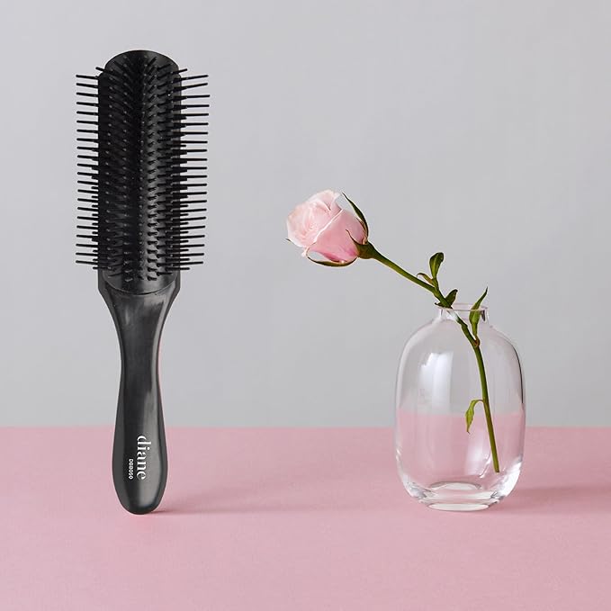 Diane Nylon Pin Styling Hairbrush for Detangling, Separating, Shaping, and Defining Wet or Curly Hair, Heat-Resistant, Anti-Static, Hair Care Essential, Black