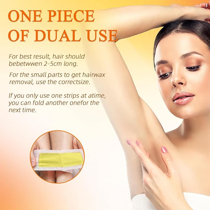 Wax Strips for Hair Removal, Waxing Kit For Women, 60 Pcs - 40 Body Wax Strips, 20 Pcs for Face, 6 Cleansing Oil Towelettes Suitable for Face/Legs/Underarms/Bikini