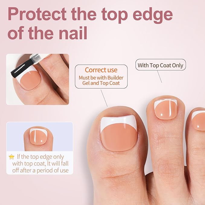 Misssix French Tip Press on Toe Nails, 150Pcs French Square Toe Nail Tips Brown White, Soft Gel False Toenail, Acrylic Soak off Fake Toe Nails for Women Nail Art DIY 15 Sizes