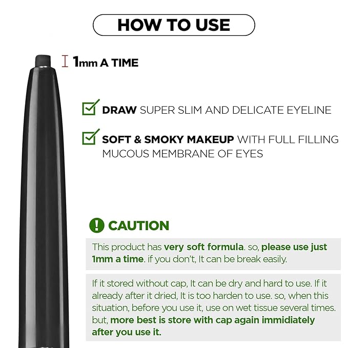 THESAEM Eco Soul Powerproof Super Slim Eyeliner - Smudge Proof Gel Eyeliner - Micro Precision Tip (2mm) - Highly Pigmented & Long-lasting Eye Makeup Glides on Smoothly, 0.1g (BR03 Teddy Brown)