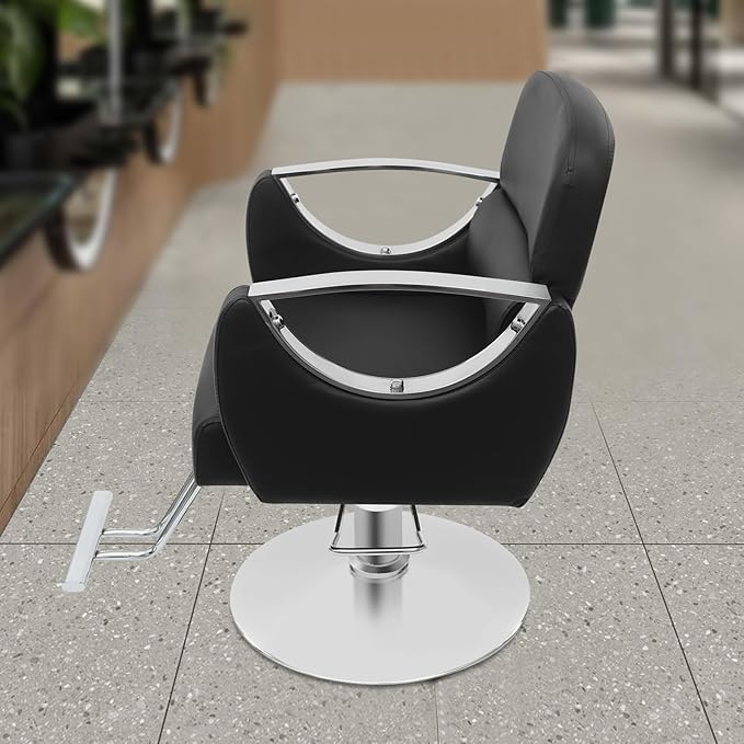Barber Chair Salon Chair for Hair Stylist Adjustable Hydraulic Styling Chair with 360 Degrees Rolling Swivel for Salon Barbershop Tattoo Shampoo Beauty Equipment, Black