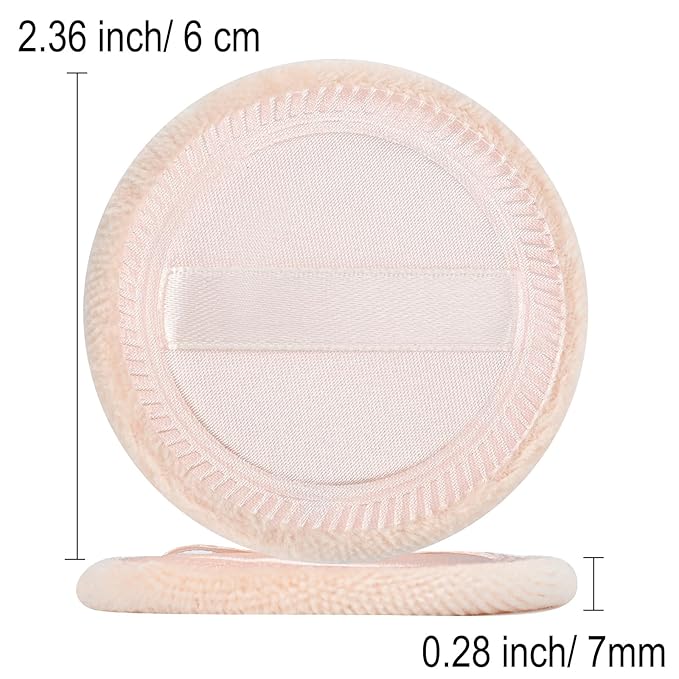 12 Pieces Powder Puffs Cotton Round Makeup Pads Soft Face Compact Puffs for Loose Setting Pressed Powder, 2.36 Inch (Beige)