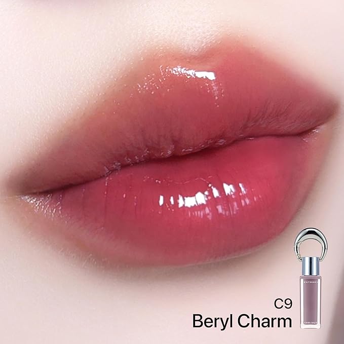 ENTROPY Makeup 2-in-1 Charm Shiny Glowy Lip & Cheek Gloss Tint Keychain, High Pigment Glossy Lip Color & Plumping Gloss, C9 Beryl Charm