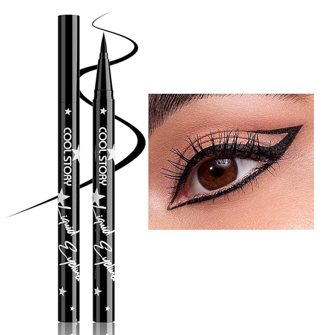 COOL STORY Liquid Eyeliner Waterproof Smudge Proof Eye Liner, 24H Long-Lasting, 0.6ml/0.02 fl.oz Black