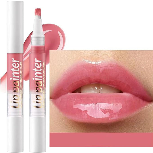 2 in 1 Pink Lip gloss Lip Plumper Gloss Tinted Glitter Shimmer Lipgloss lip oil Lipstick Moisturizing lip balm High Shine And Vegan Plumping Lip Gloss For Women Girls Long-Lasting Dry Lip Care (02 #)