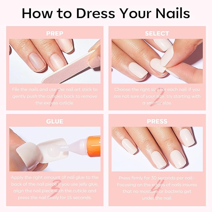 Modelones Press on Nails, Red Chrome French Short Square Fake Nails, Deep Pink Reusable Nail Kit with Nail Glue Adhesive Tabs Mini Nail File, Nails Press Ons 32Pcs16 Sizes, Christmas