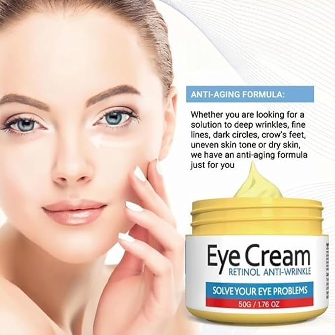 Retinol Eye Cream for Improving Dark Circles and Puffiness Under Eye Bags Under Eye Cream Reduce Aging Line Smoothing Wrinkles and Fine Lines Moisturizing Eye Cream Unisex 1.76OZ/50G