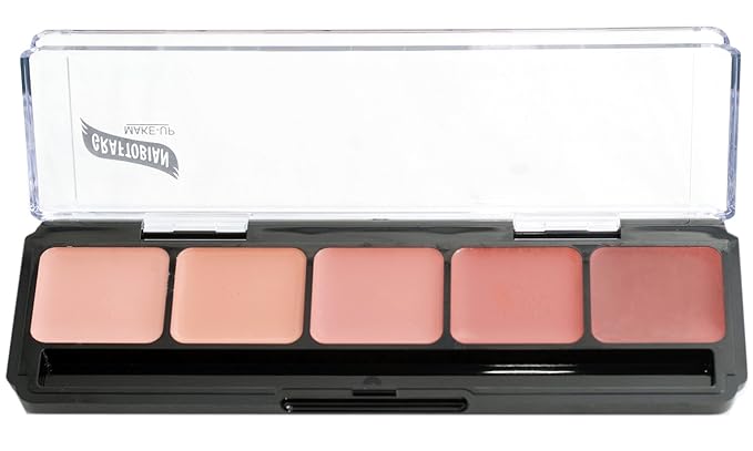 Graftobian HD Glamour Crème Foundation Palette (Blush) - High Definition 5 Color Makeup Palette, Cream Based Foundation Pink and Red Blush Palette for Cheeks, Full Coverage - For All Skin Shades
